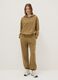 Regular fit beige cotton blend hoodie_0