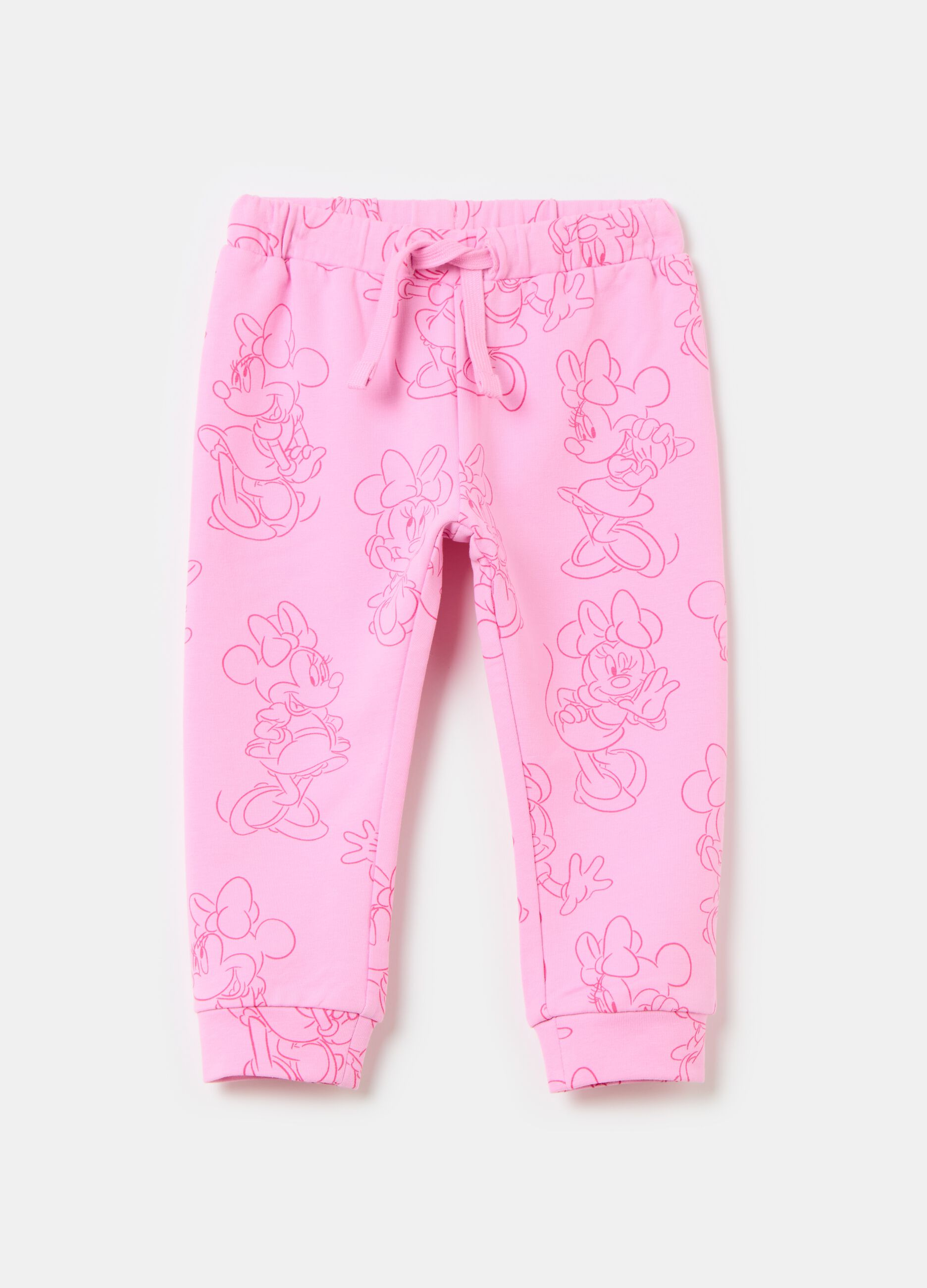 Joggers with drawstring and Minnie Mouse print