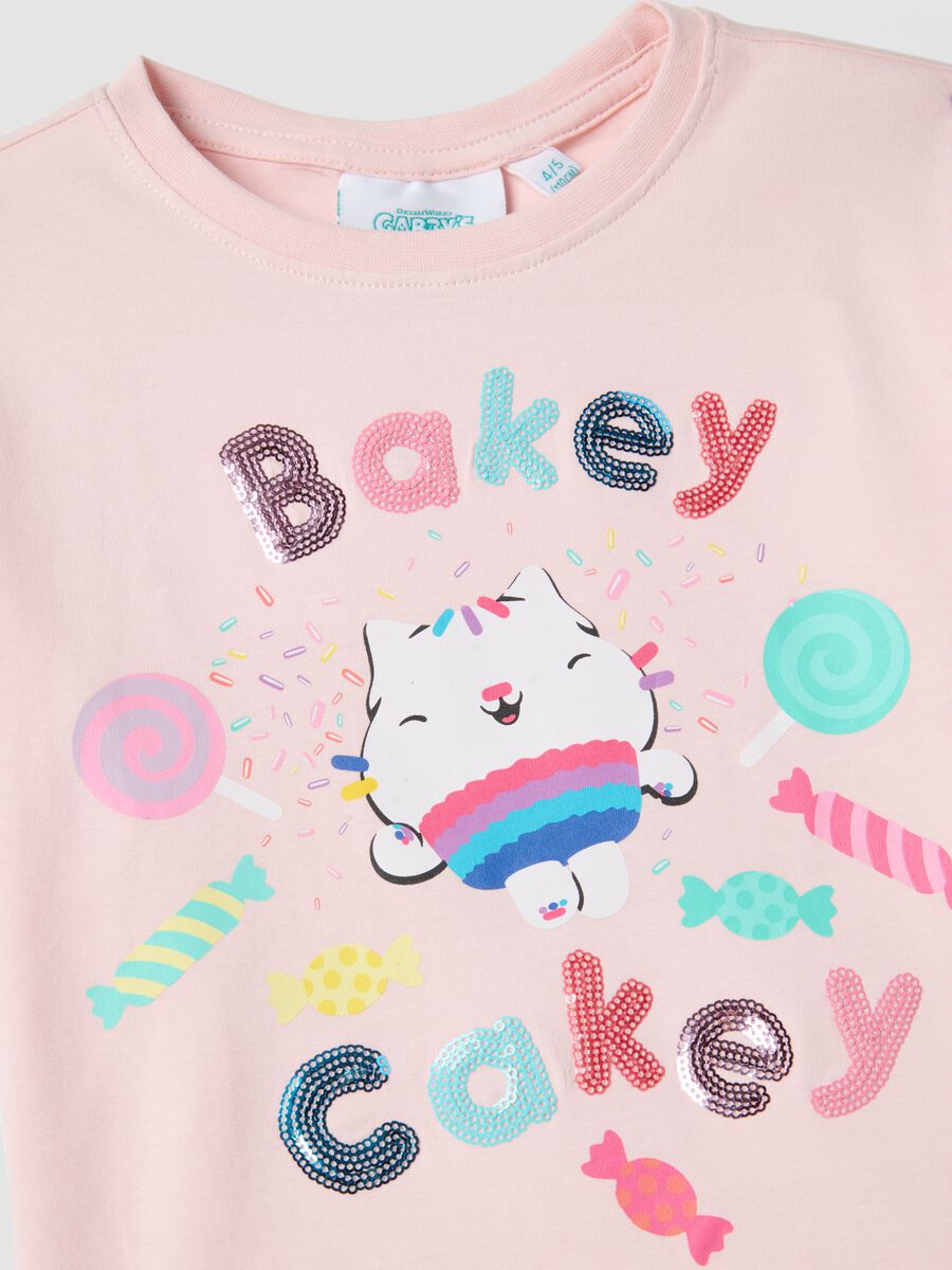 Girl's pink regular fit cotton stretch T-shirt with print_2