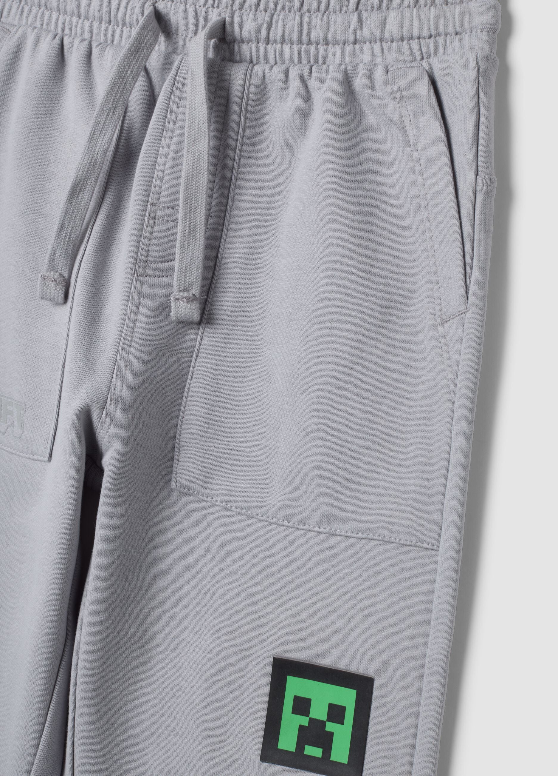 Pantalon jogger gris en coton m&eacute;lang&eacute;