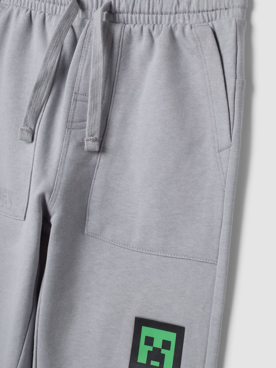 Pantalon jogger gris en coton m&eacute;lang&eacute;_2