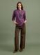 Purple pure cotton striped shirt with grandad collar, regular fit_1