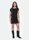 Black stretch-fabric dress with draping, regular fit_2
