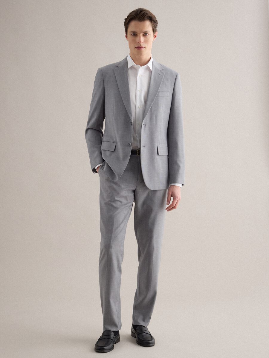 Grey Slim Fit Lined Suit_0