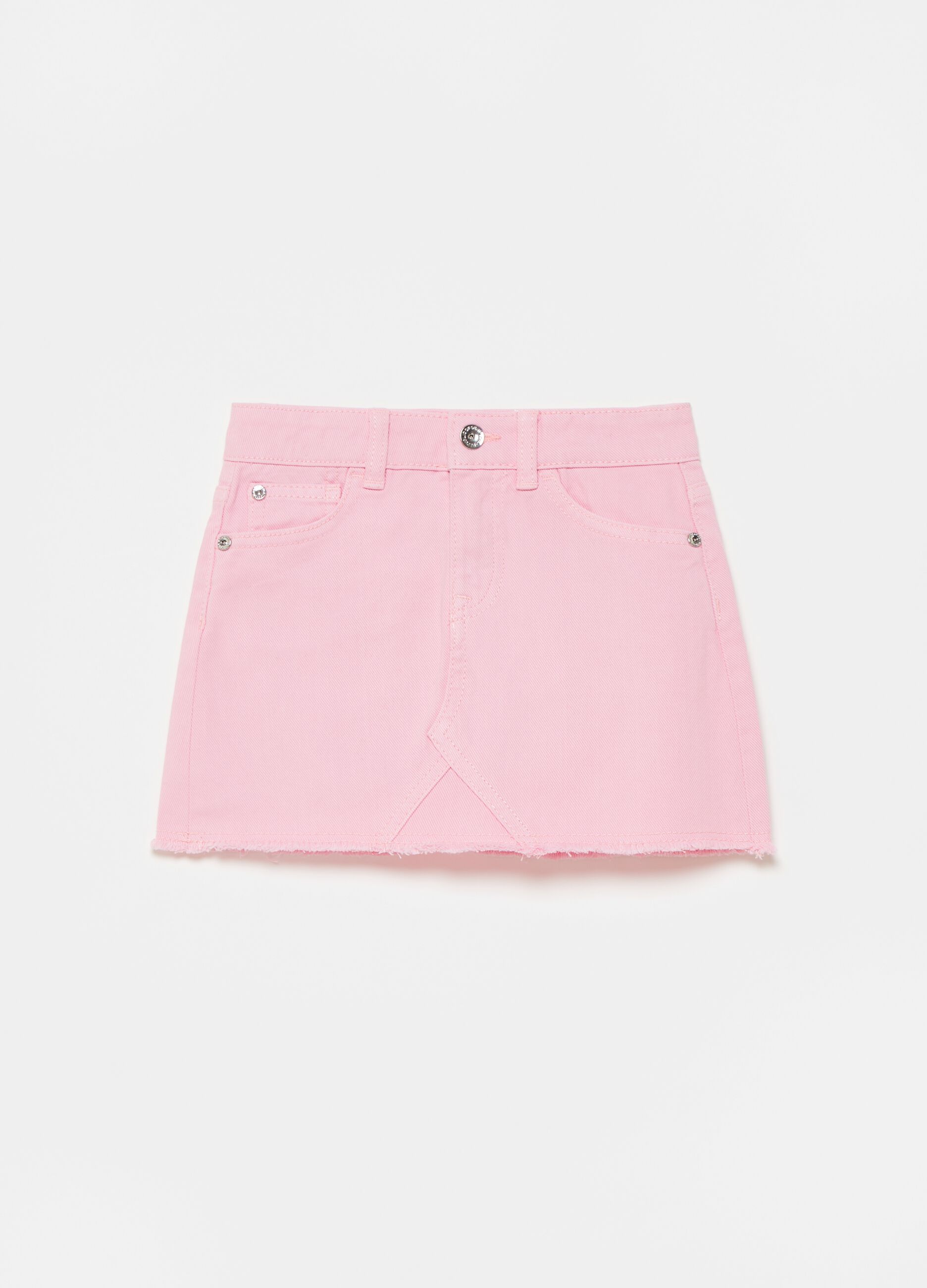 Minifalda de sarga de algodón color liso