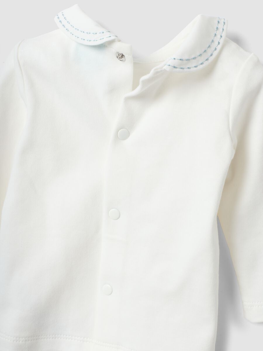 Blue and white organic cotton-blend set with Mickey embroidery for baby_3