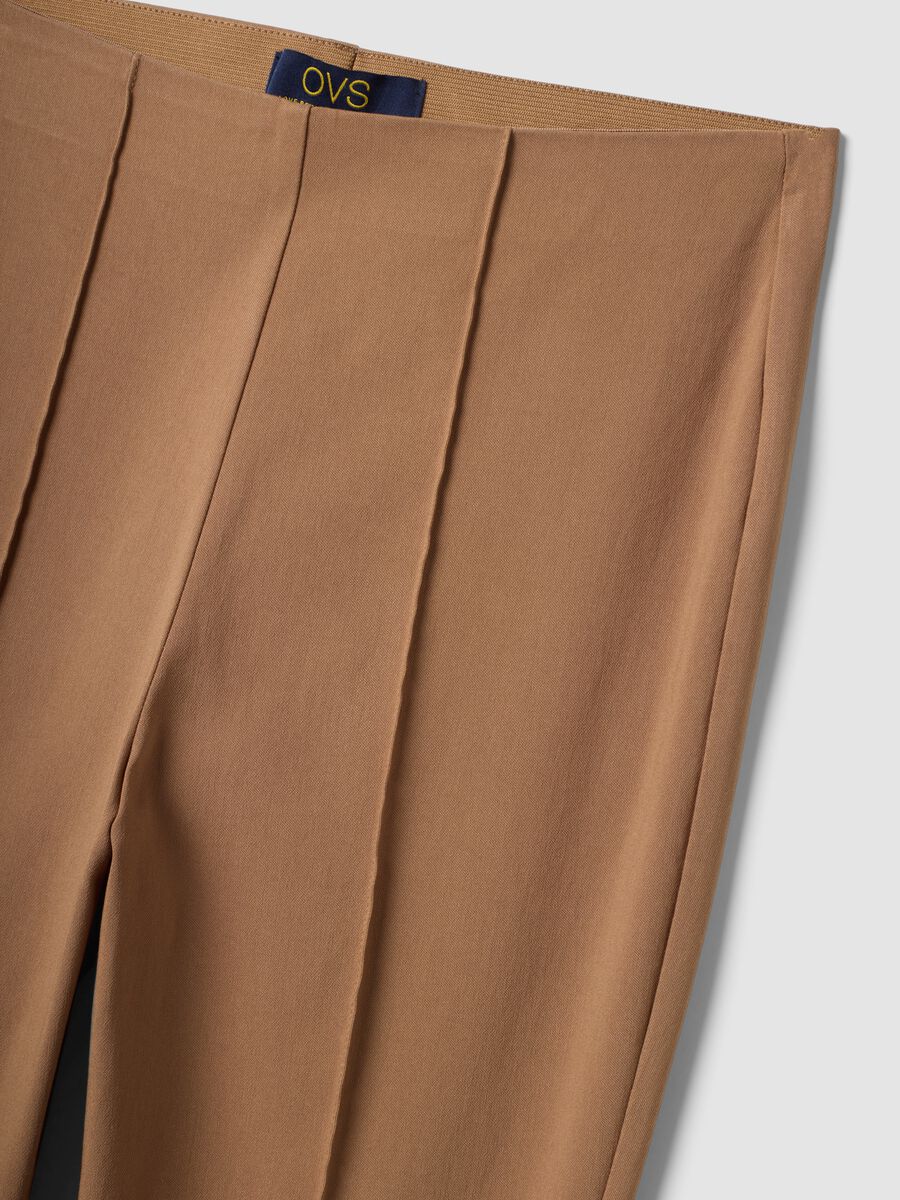 Brown stretch viscose slim-fit leggings_6