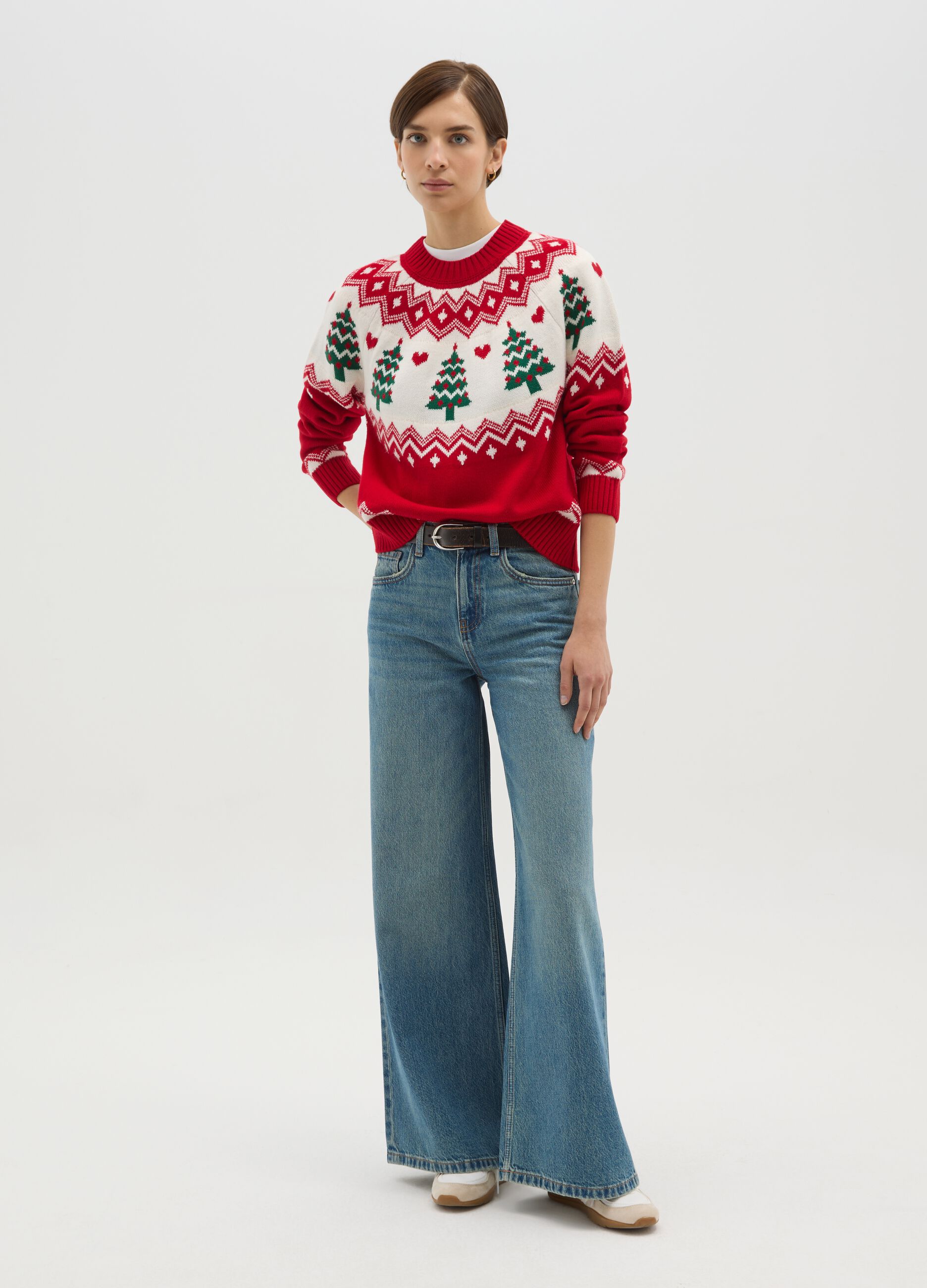 Multicoloured regular fit Christmas crewneck jumper