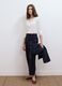 White regular-fit blouse with V-neck and tie detail_1