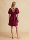 Red pure cotton midi dress with belt_2