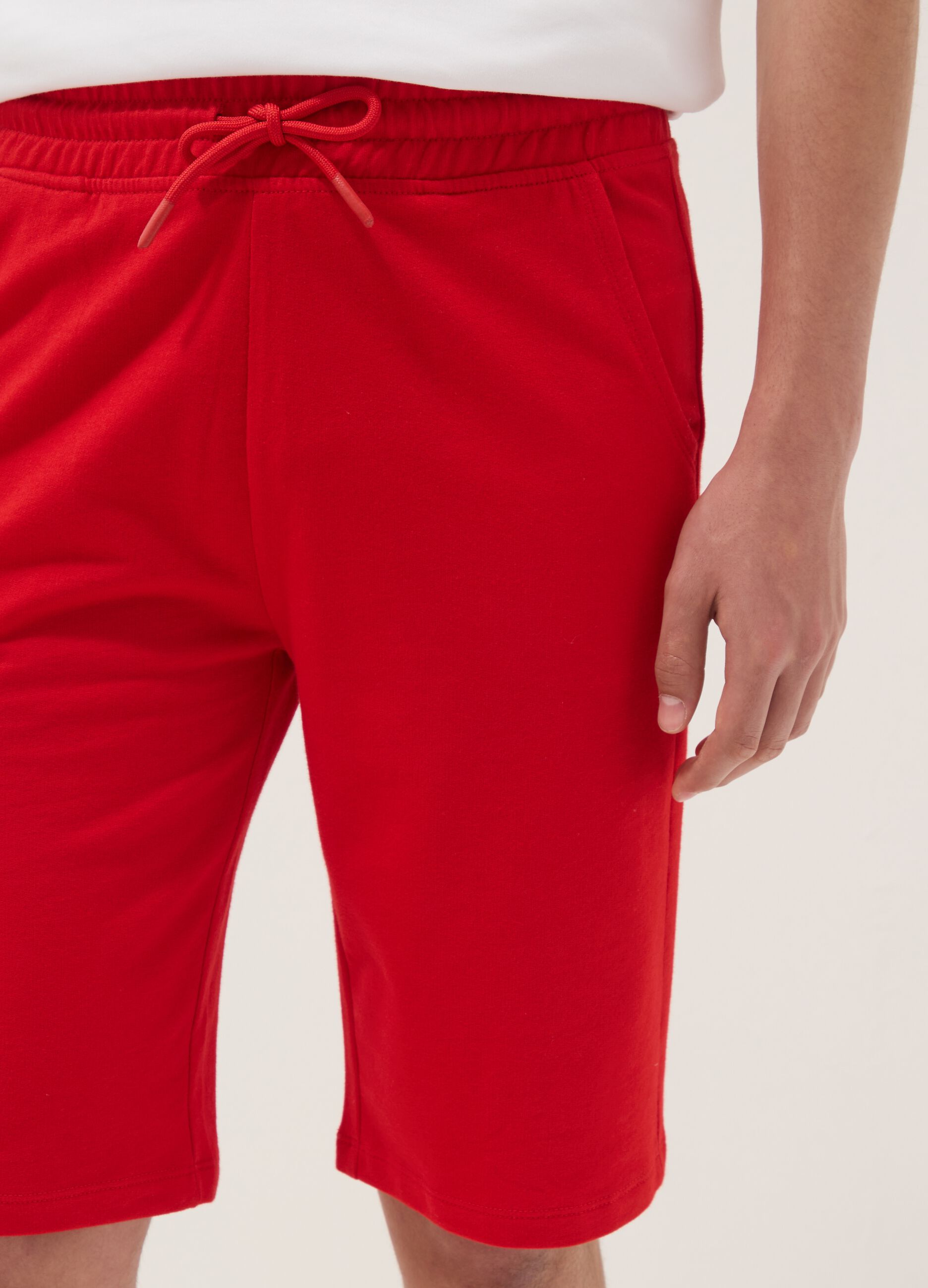Boys&rsquo; red cotton-blend comfort-fit shorts
