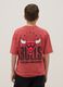 Kids' Red Pure Cotton Oversize Fit Chicago Bulls T-shirt_1