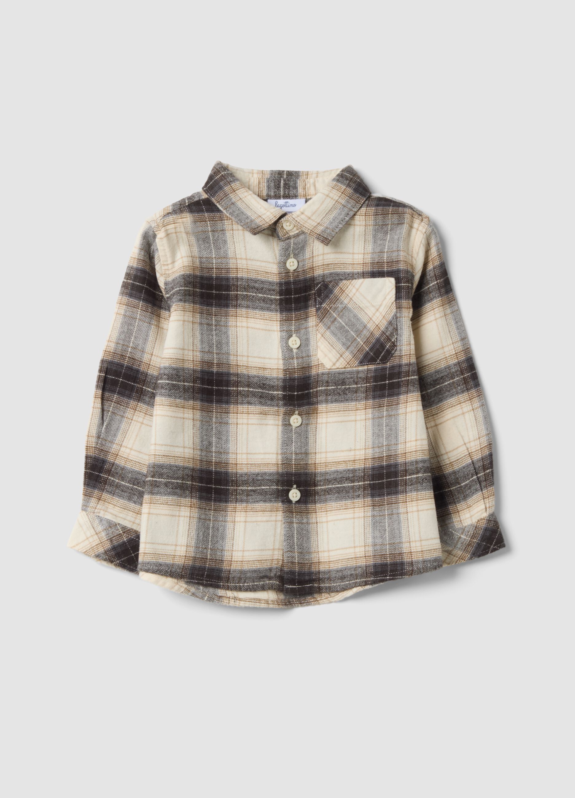 Multicoloured checked pure cotton shirt, regular fit