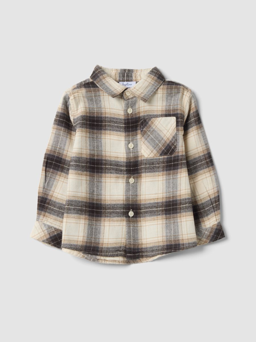 Multicoloured checked pure cotton shirt, regular fit_0