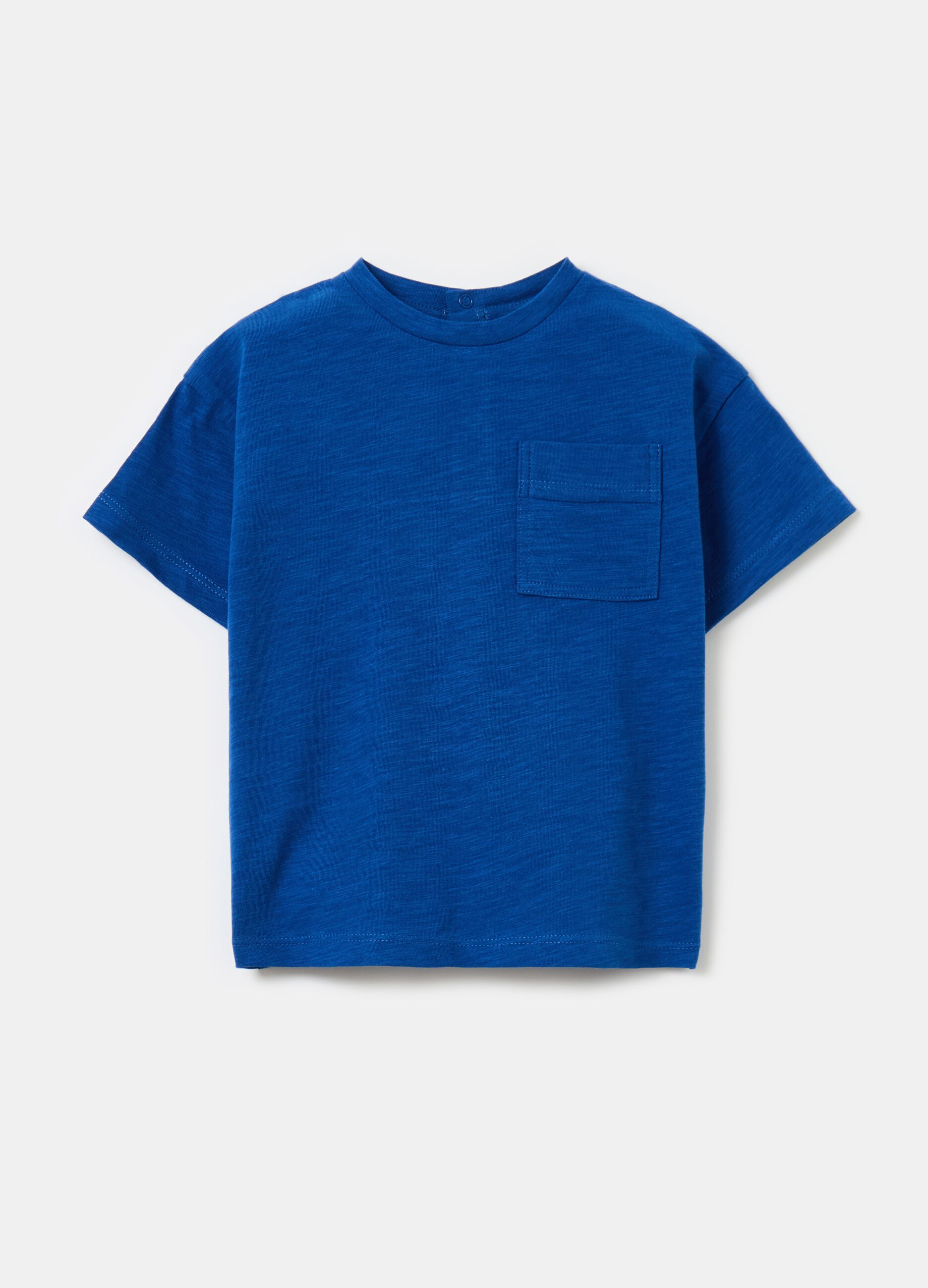 Camiseta de algodón flameado con bolsillo