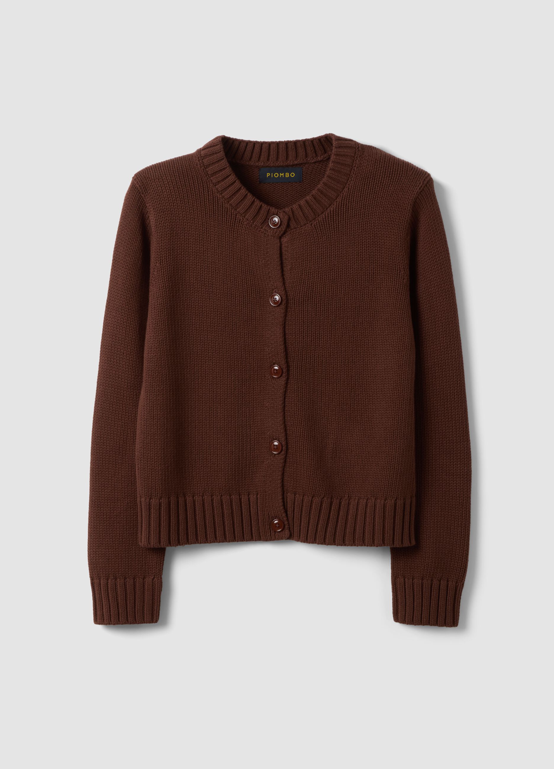 Cardigan marrone in puro cotone con bottoni regular fit