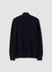 Blue cotton-blend cardigan with collar, regular fit_1