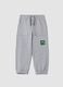 Pantalon jogger gris en coton m&eacute;lang&eacute;_0
