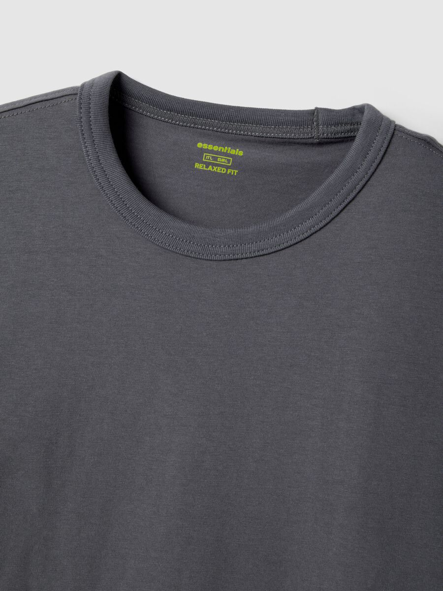 Grey crew neck T-shirt in pure cotton with relaxed fit_5