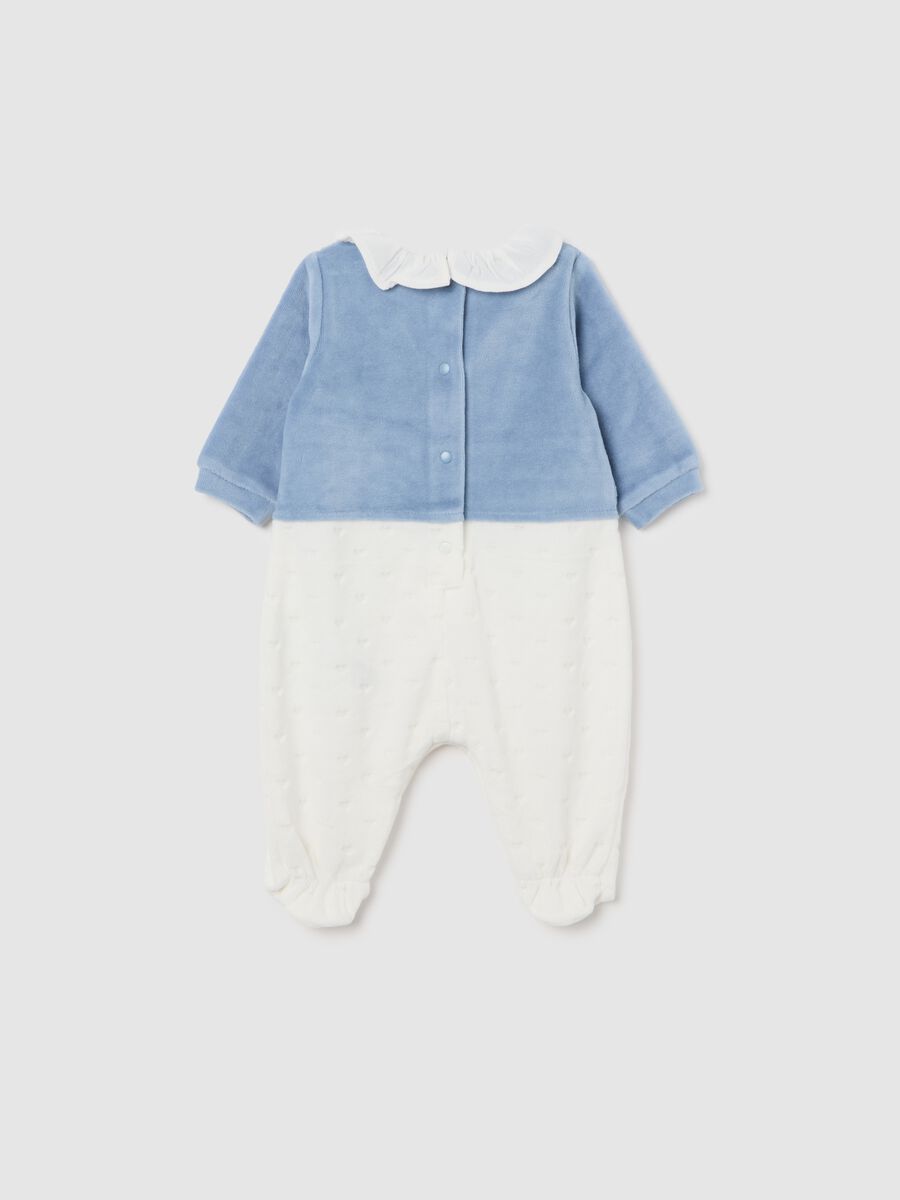 Multicoloured baby sleepsuit in cotton blend with embroidered details_1