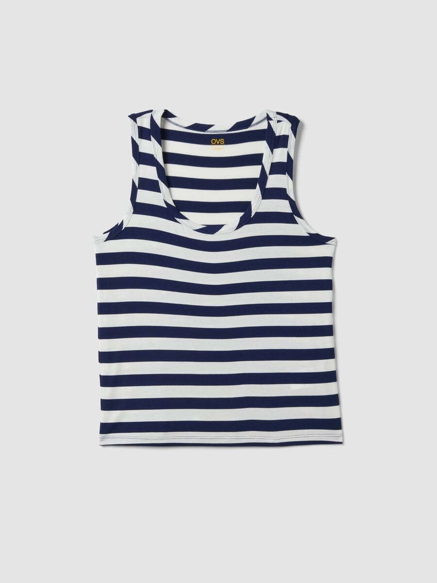 Camiseta de tirantes a rayas multicolor de viscosa el&aacute;stica regular fit_4