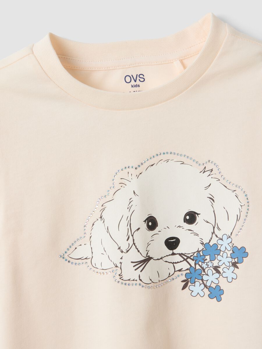 T-shirt beige in puro cotone organico con girocollo_3