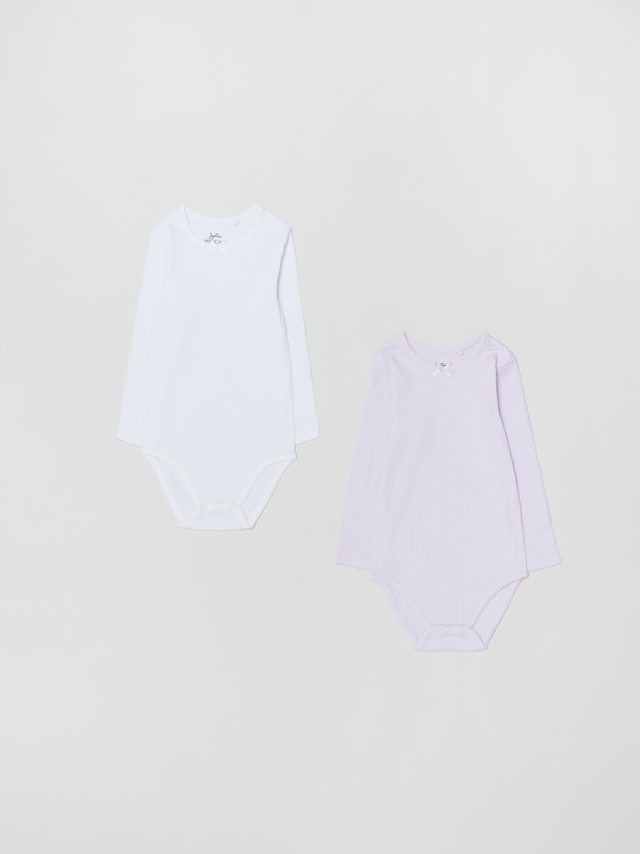 Two-pack ribbed bodysuits with long sleeves_0