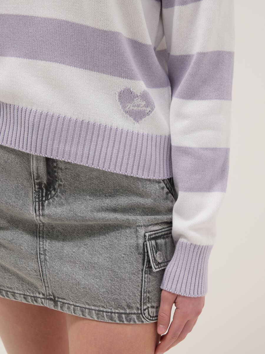 Regular fit girl's multicoloured striped cotton blend jumper_2