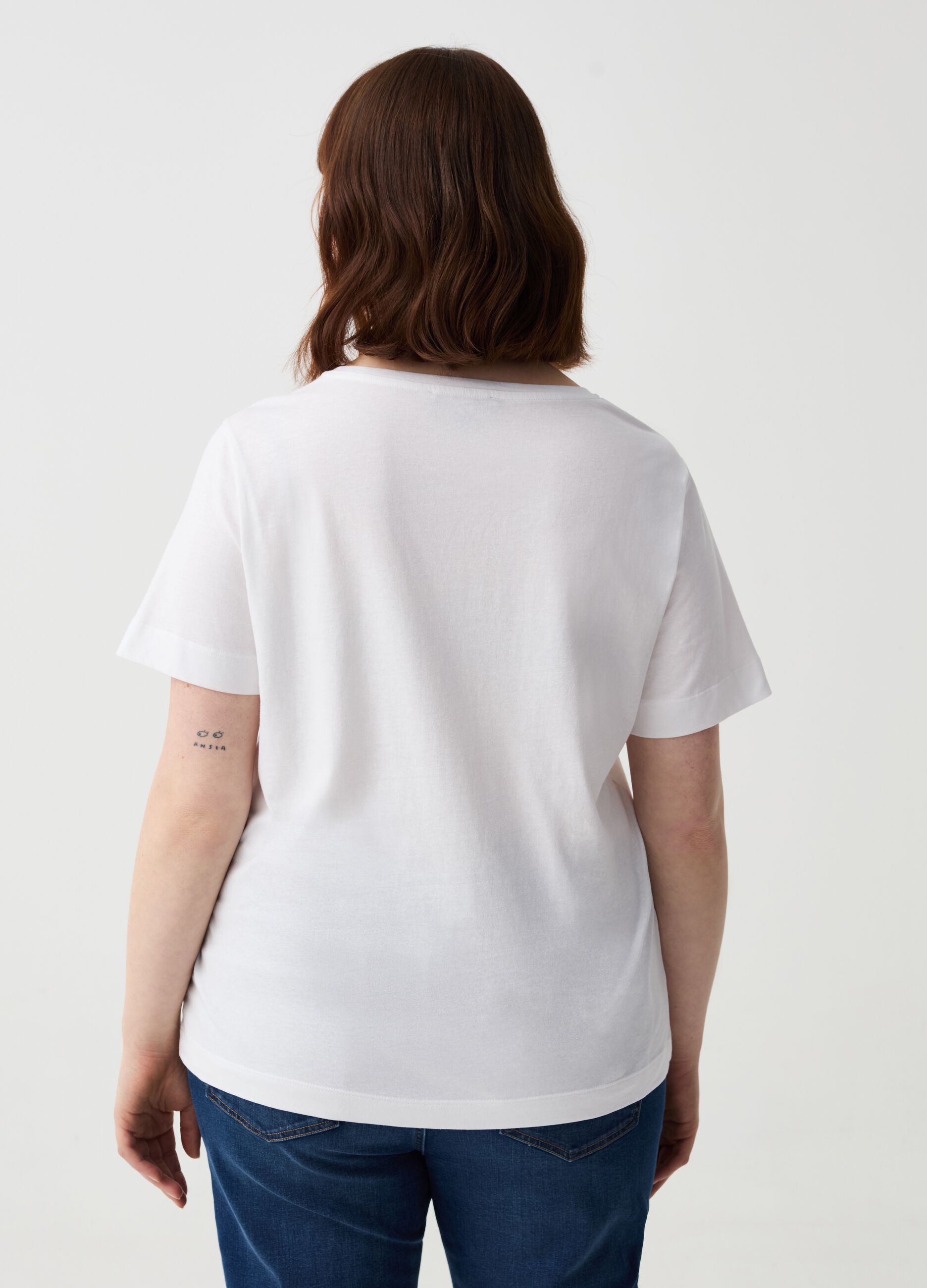 Curvy T-shirt in organic cotton with print