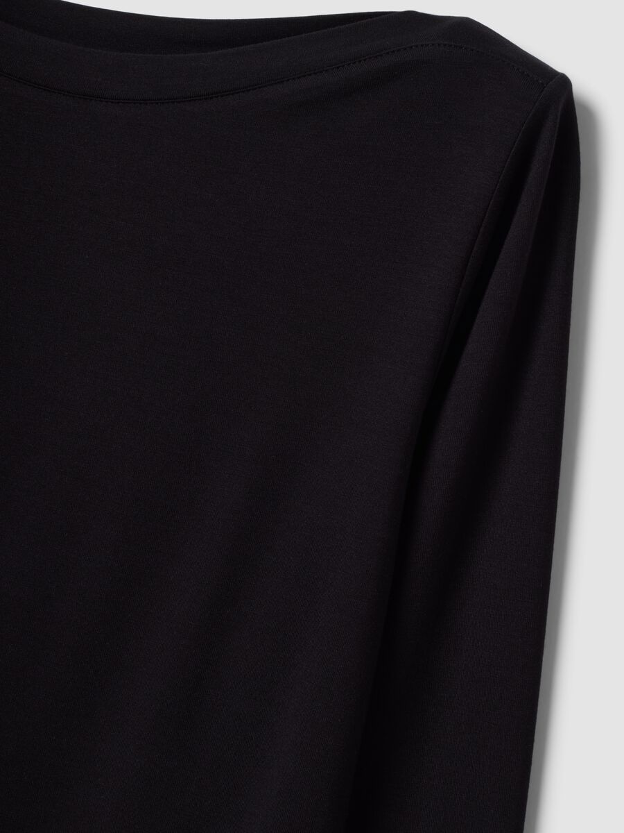 Black stretch viscose long-sleeve T-shirt_6