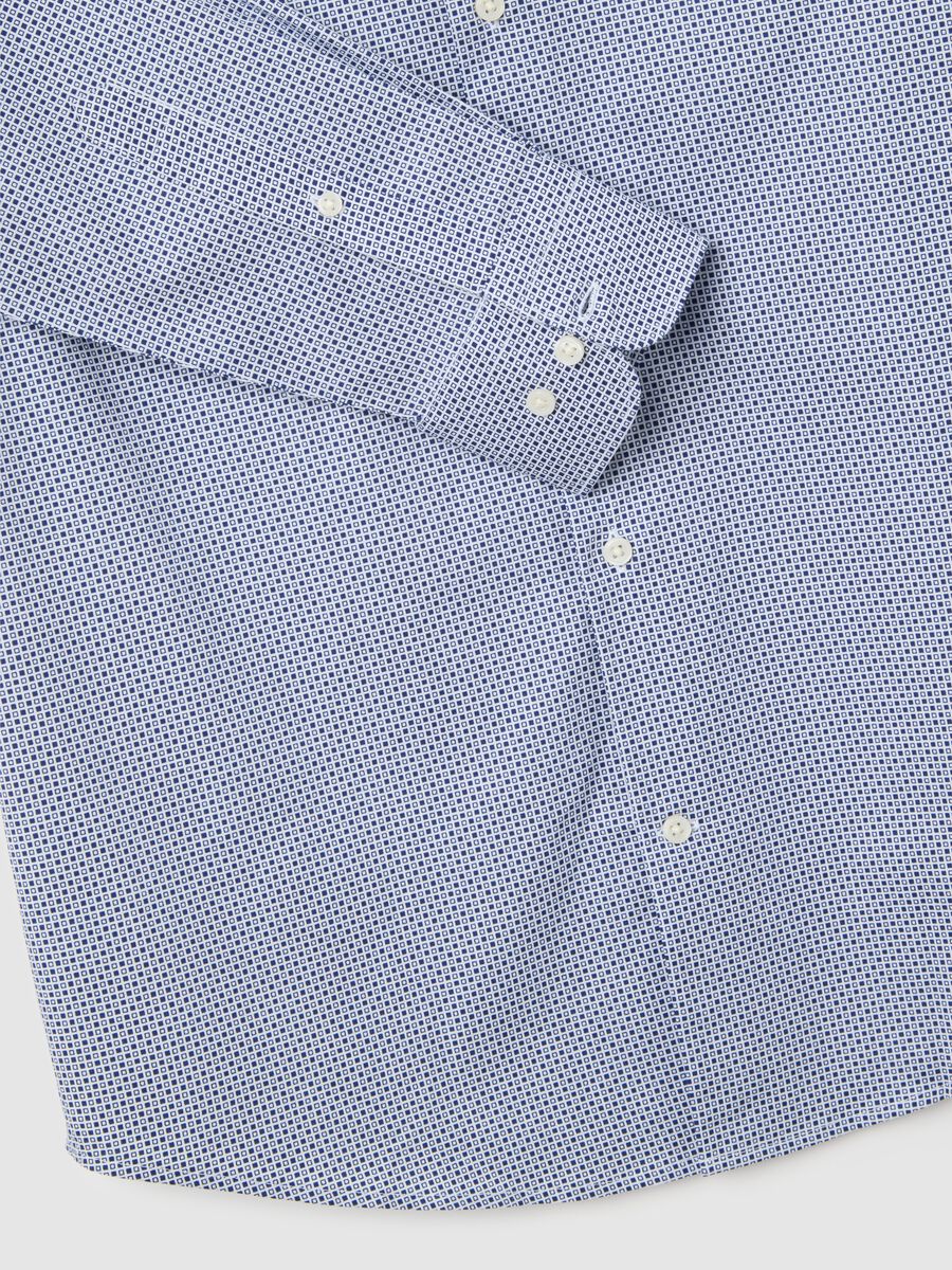 Blue stretch cotton blend poplin shirt_5