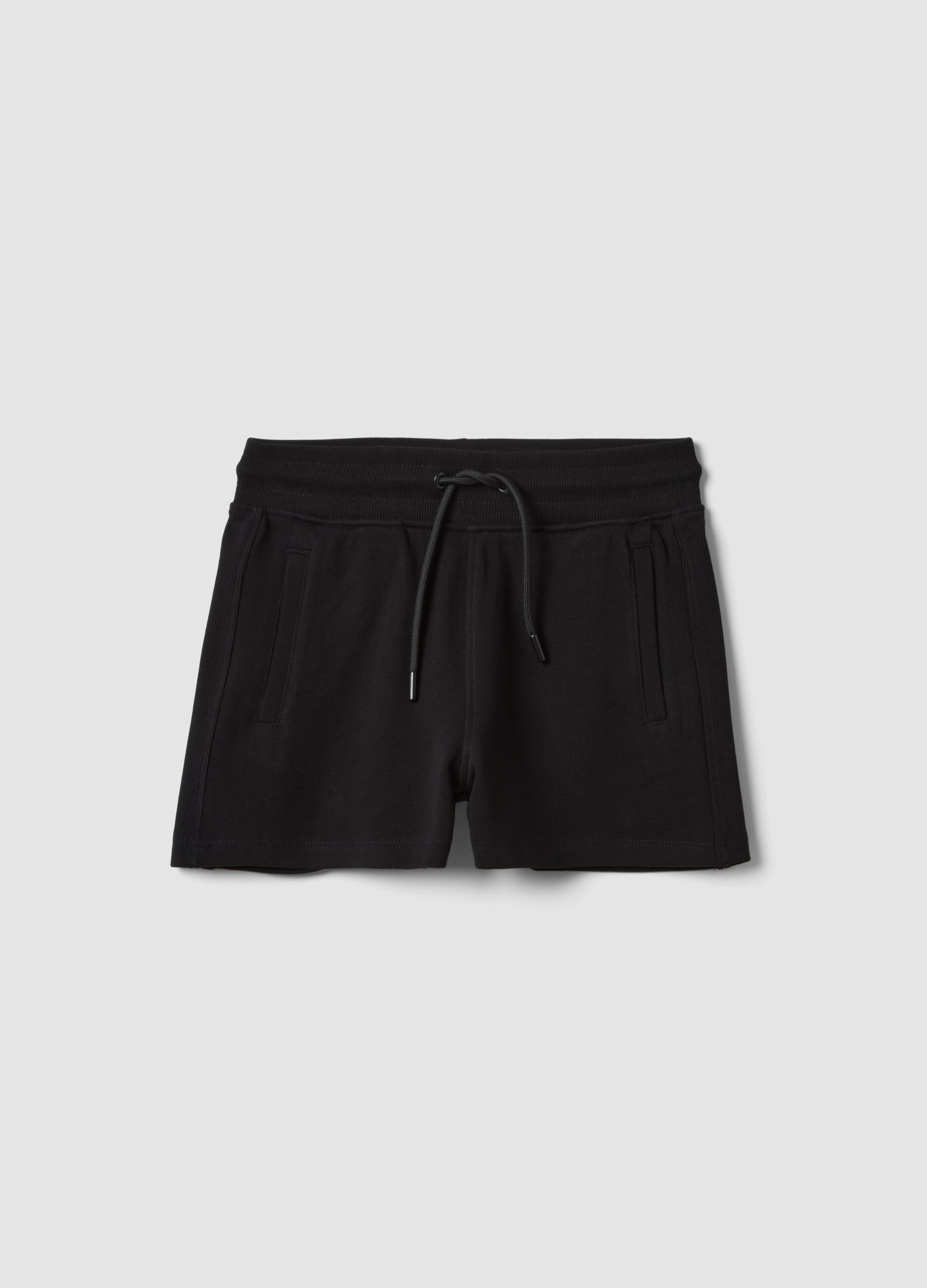 Schwarze Shorts aus reiner Bio-Baumwolle f&uuml;r M&auml;dchen mit elastischem Bund