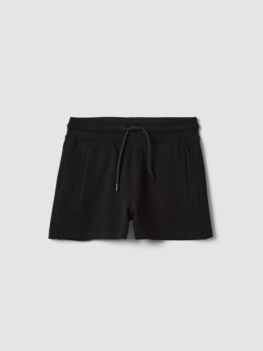 Girls&rsquo; black pure organic cotton shorts with elasticated waistband_0