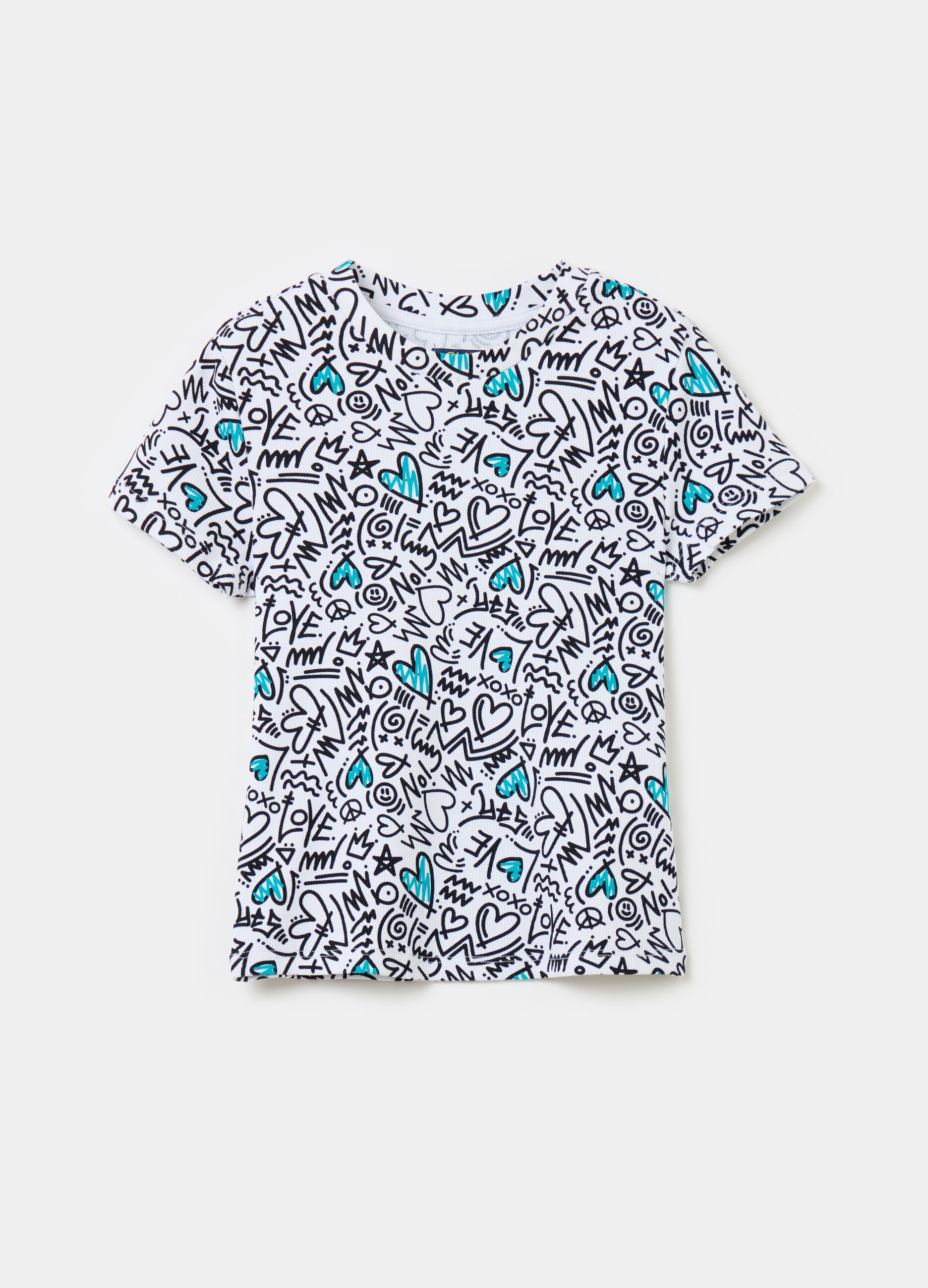 Camiseta de algodón elástico con estampado