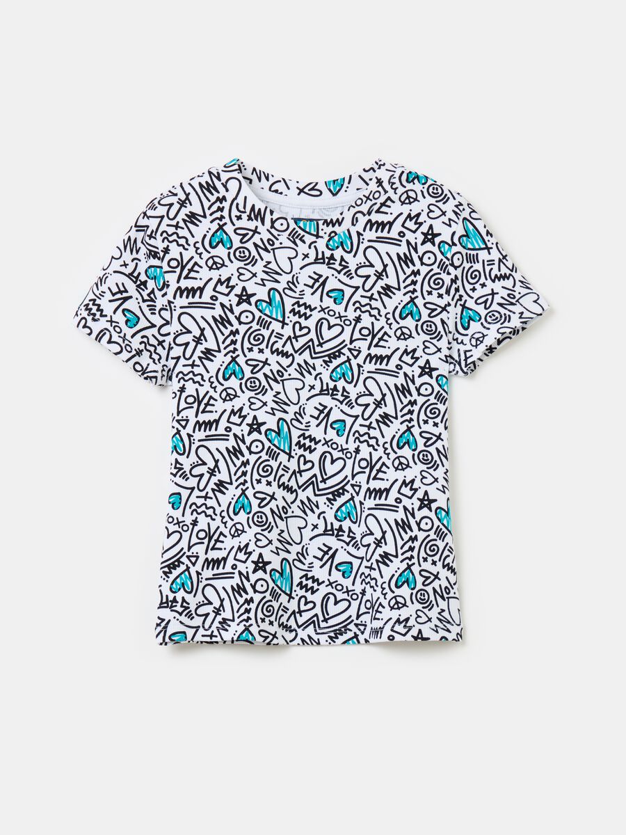 Camiseta de algodón elástico con estampado_0