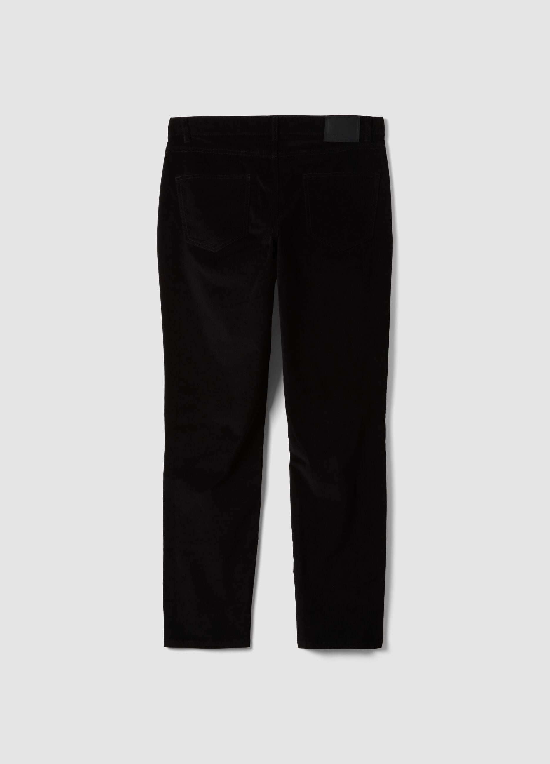 Schwarze Ripp-Hose aus Stretch-Baumwolle im Slim Fit