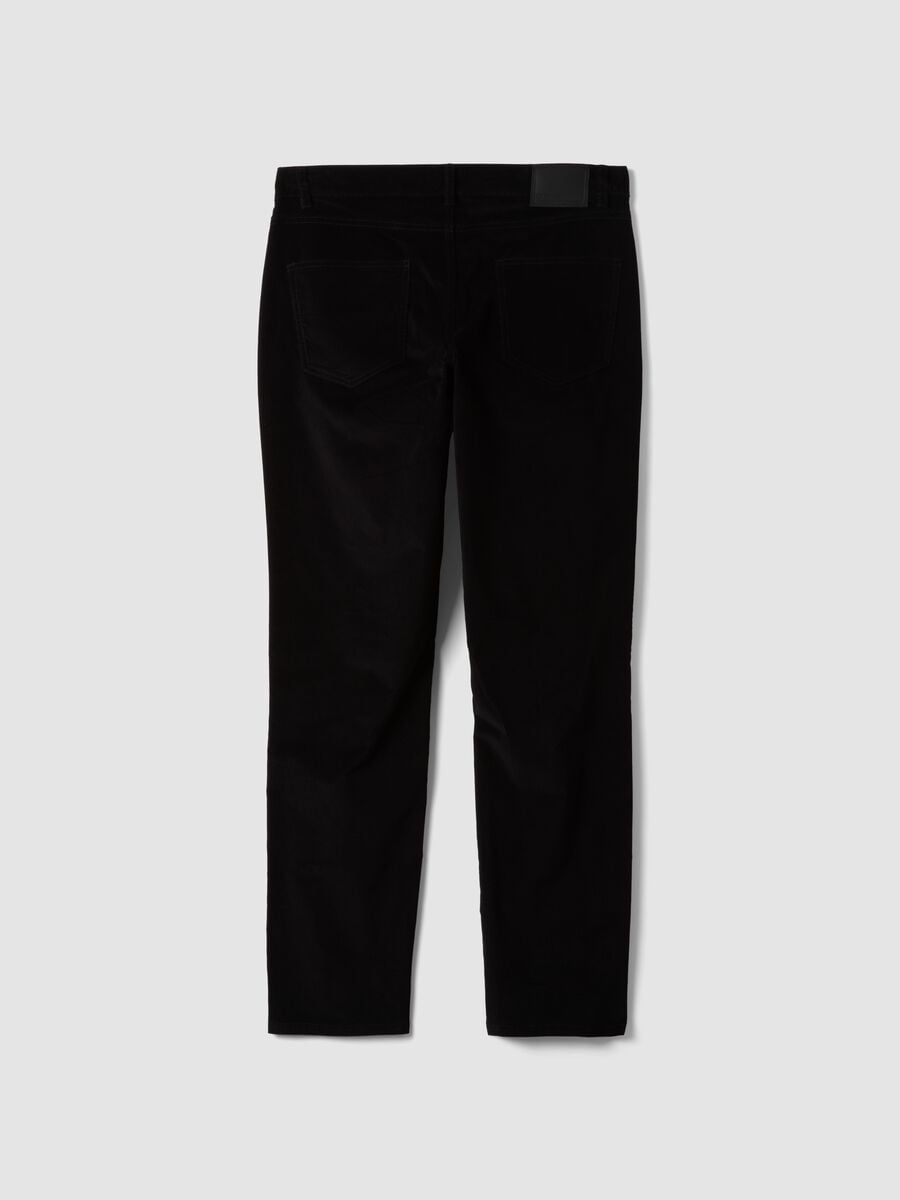 Schwarze Ripp-Hose aus Stretch-Baumwolle im Slim Fit_2