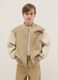 Beige boy's bomber with regular fit and buttons_0