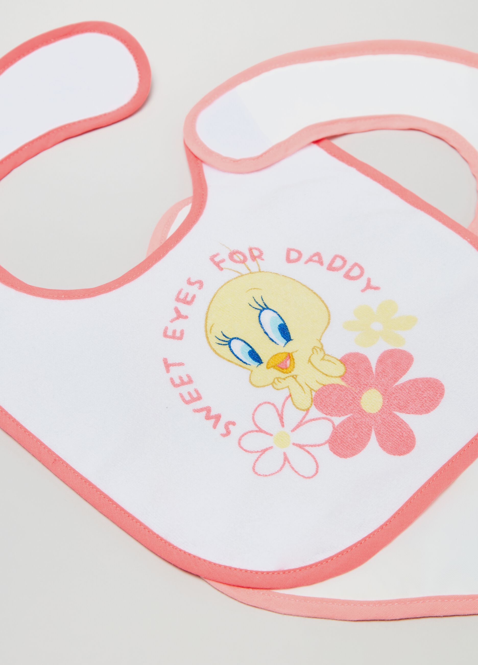 Two-pack bibs with PEVA backing and Tweety print