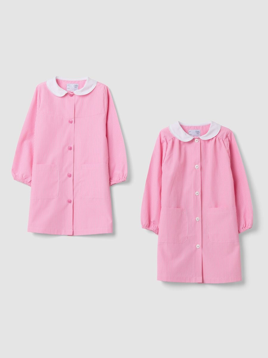 2-pack pink girls&rsquo; nursery school smocks with white collar_0