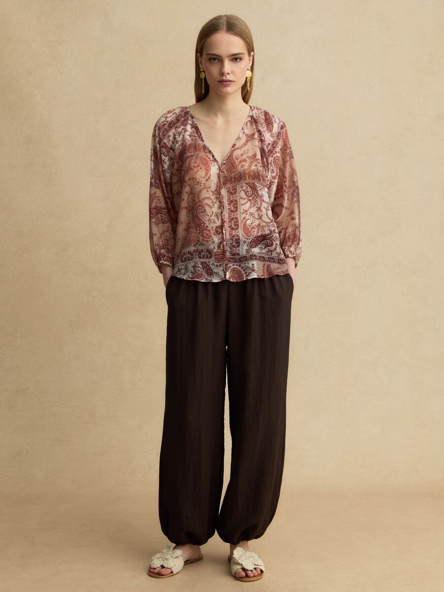 Multicolor Regular Fit Lyocell-Mix Bluse mit Kn&ouml;pfen_2