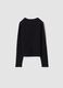 Black stretch organic cotton T-shirt with ribbed neckline_4