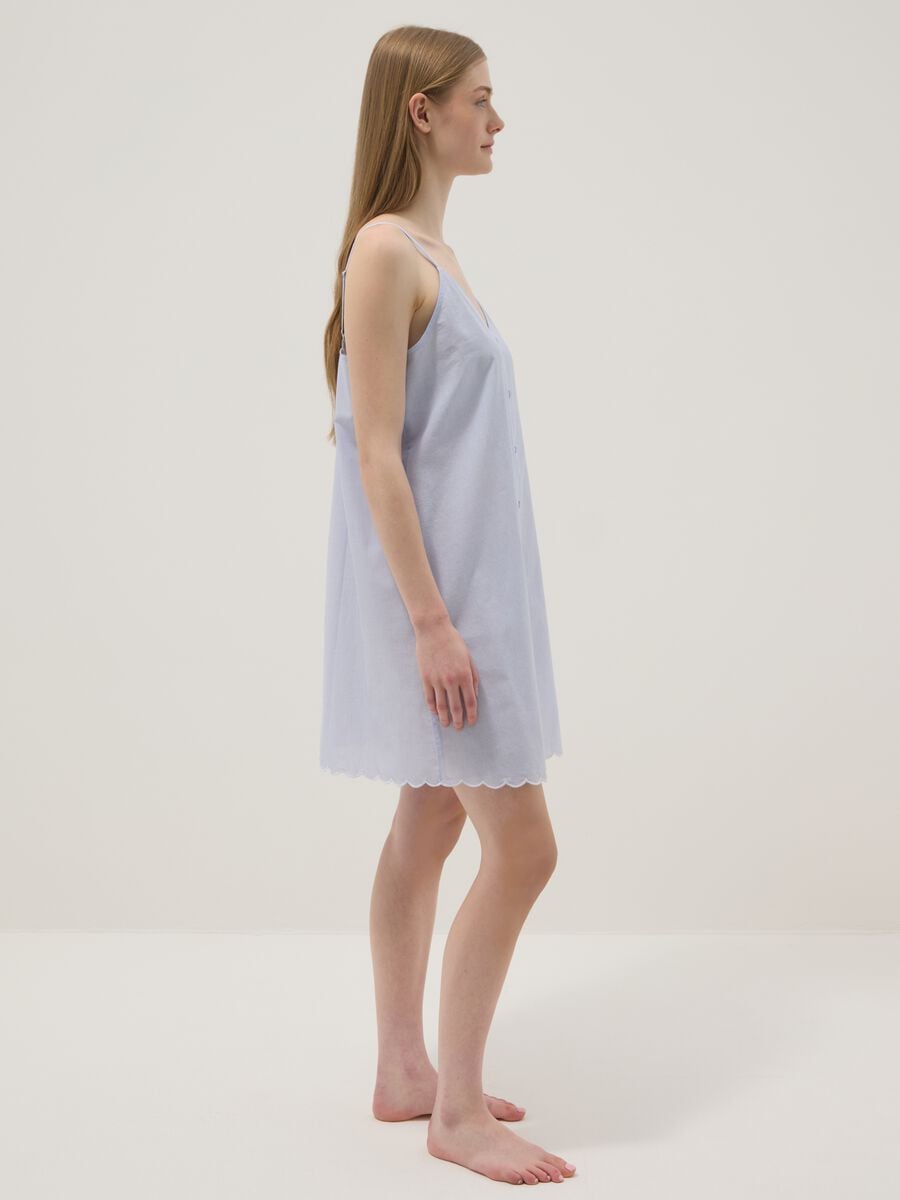 Light blue organic cotton nightdress with thin straps_1