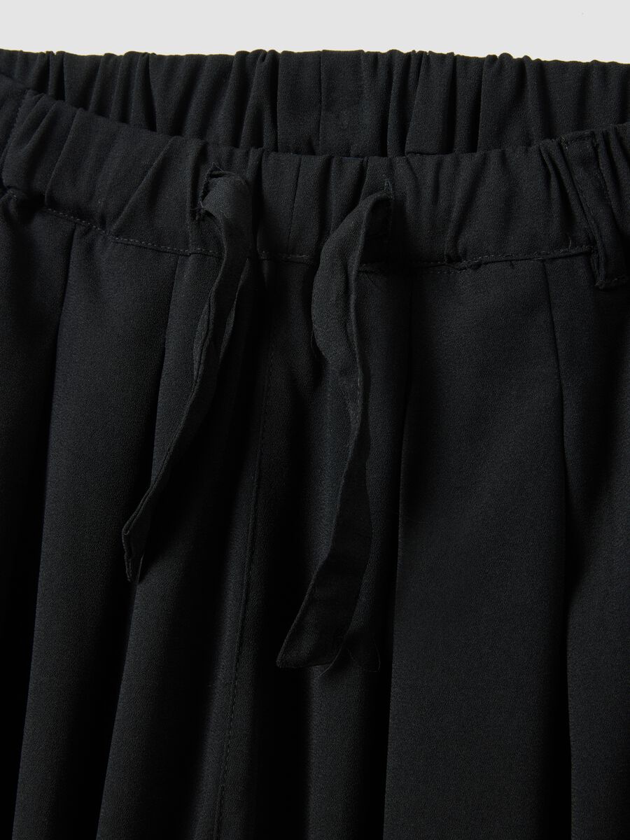 Girls' black pure cotton wide leg trousers_5