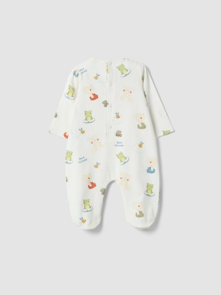 White newborn pure cotton sleepsuit with designs_1