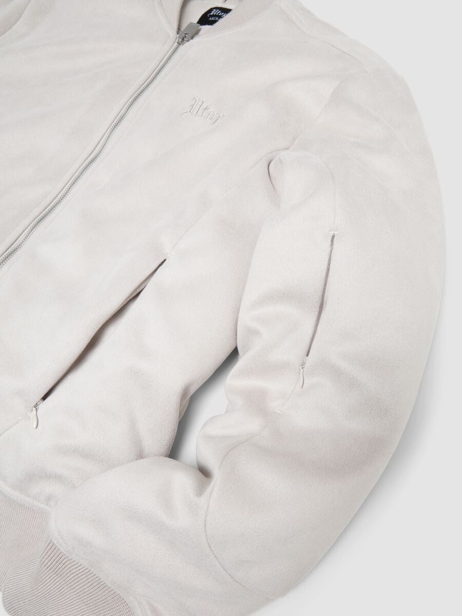 Faux Suede Bomber Jacket &ndash; Light Beige_7