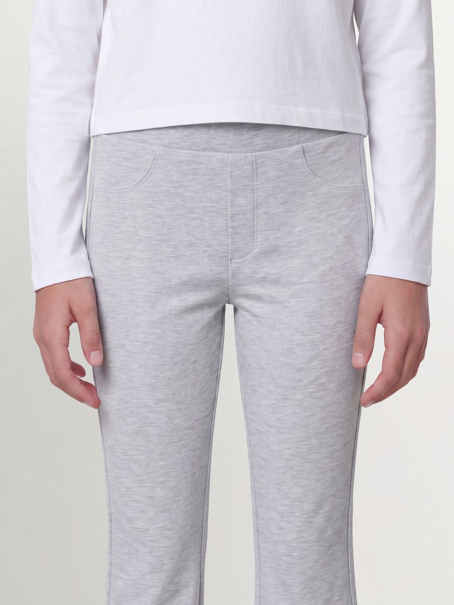 Girls' slim-fit stretch organic cotton grey trousers_2