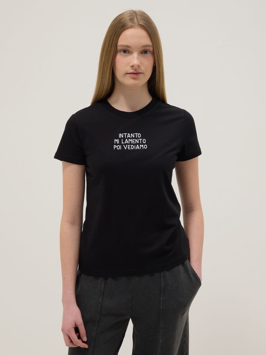 Girls' black pure cotton t-shirt regular fit with print_0