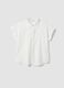 Camisa blanca de algod&oacute;n puro de manga corta calada, corte regular_4