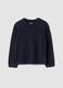 Blue crew-neck jumper with raised heart motif, regular fit, for girls_0
